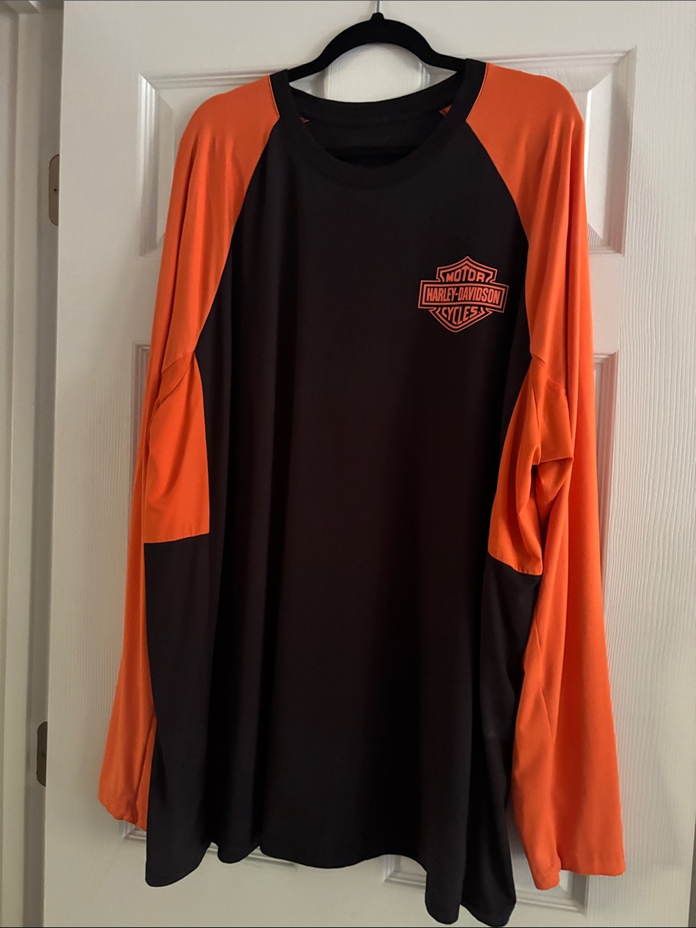 Harley-Davidson Black with Orange Sleeve Long Sleeve Raglan Tee